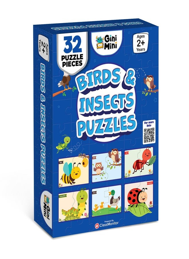 GiniMini Birds & Insects Puzzle for Kids 2 3 4 5 Years | Educational 2 Piece Puzzle for Memory & Motor Skills | Return & Birthday Gifts for Boys & Girls - Image 1